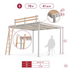 White loft bed TS8 with Ladder