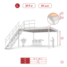Black mezzanine TL 30 with standard stairs and railing with safety skirting board