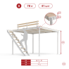 White loft bed TS 8 with lateral stairs