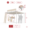 White loft bed TS8 with Ladder
