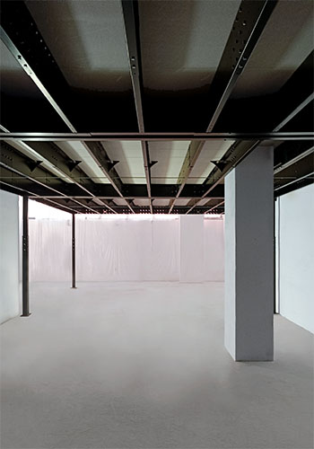 mezzanine with steel staircase